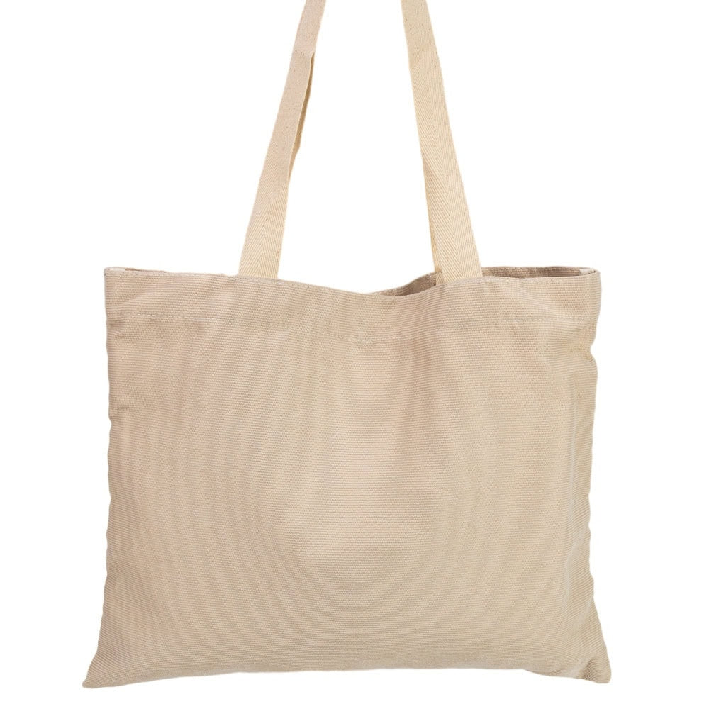 Geantă raiată cu mâner și capsă - alb - 40x31cm - CraftUp