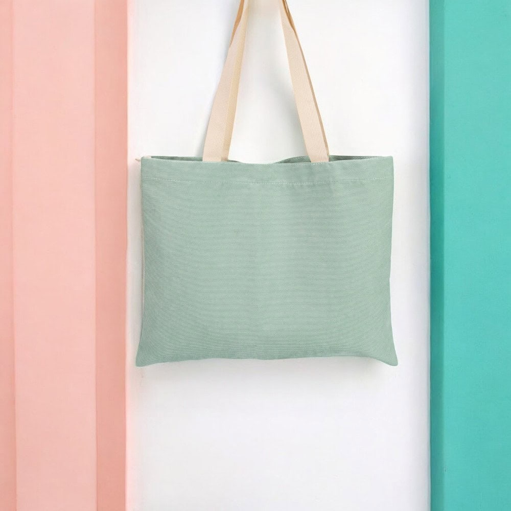 Geantă raiată cu mâner și capsă - bleu - 40x31cm - CraftUp