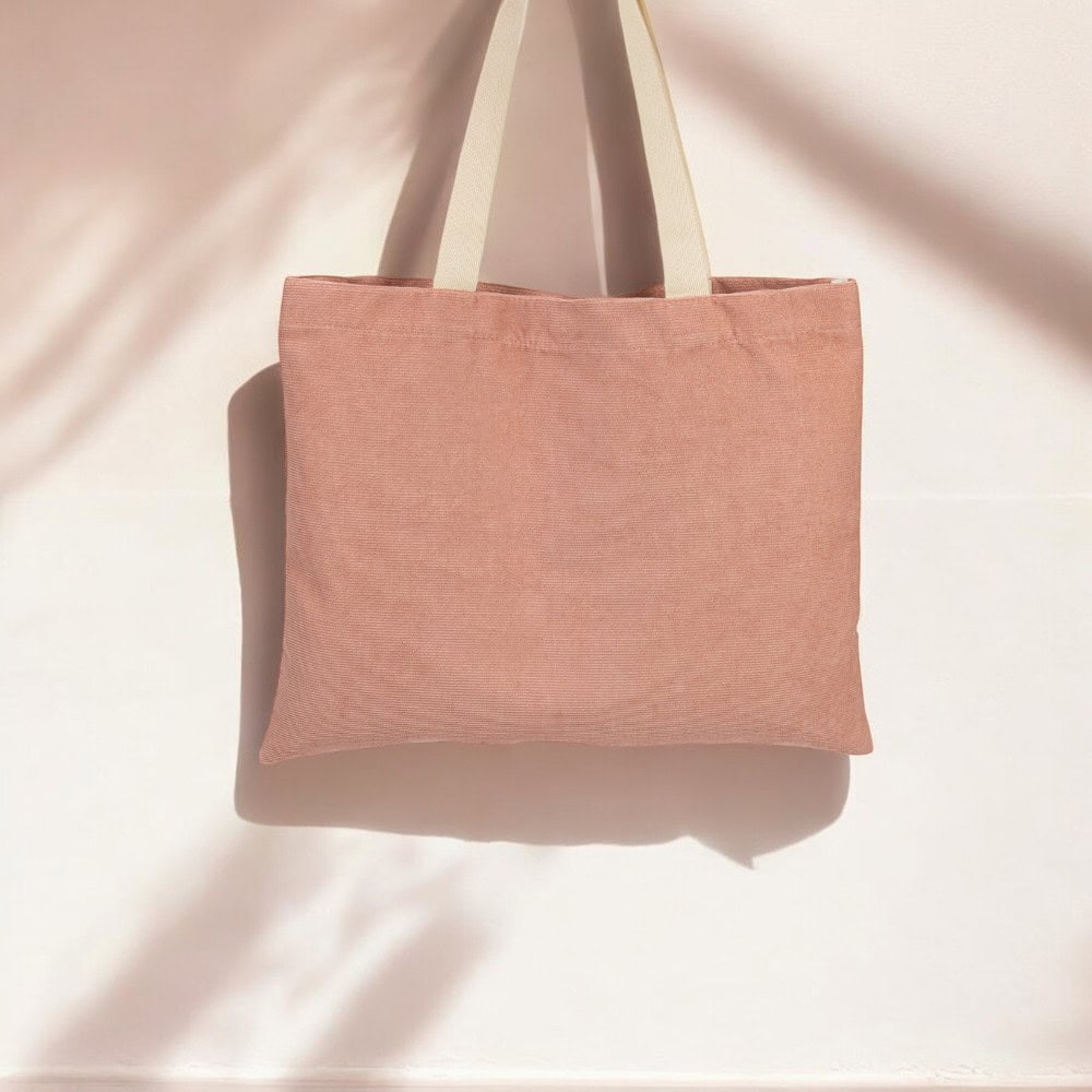 Geantă raiată cu mâner și capsă - roz - 40x31cm - CraftUp