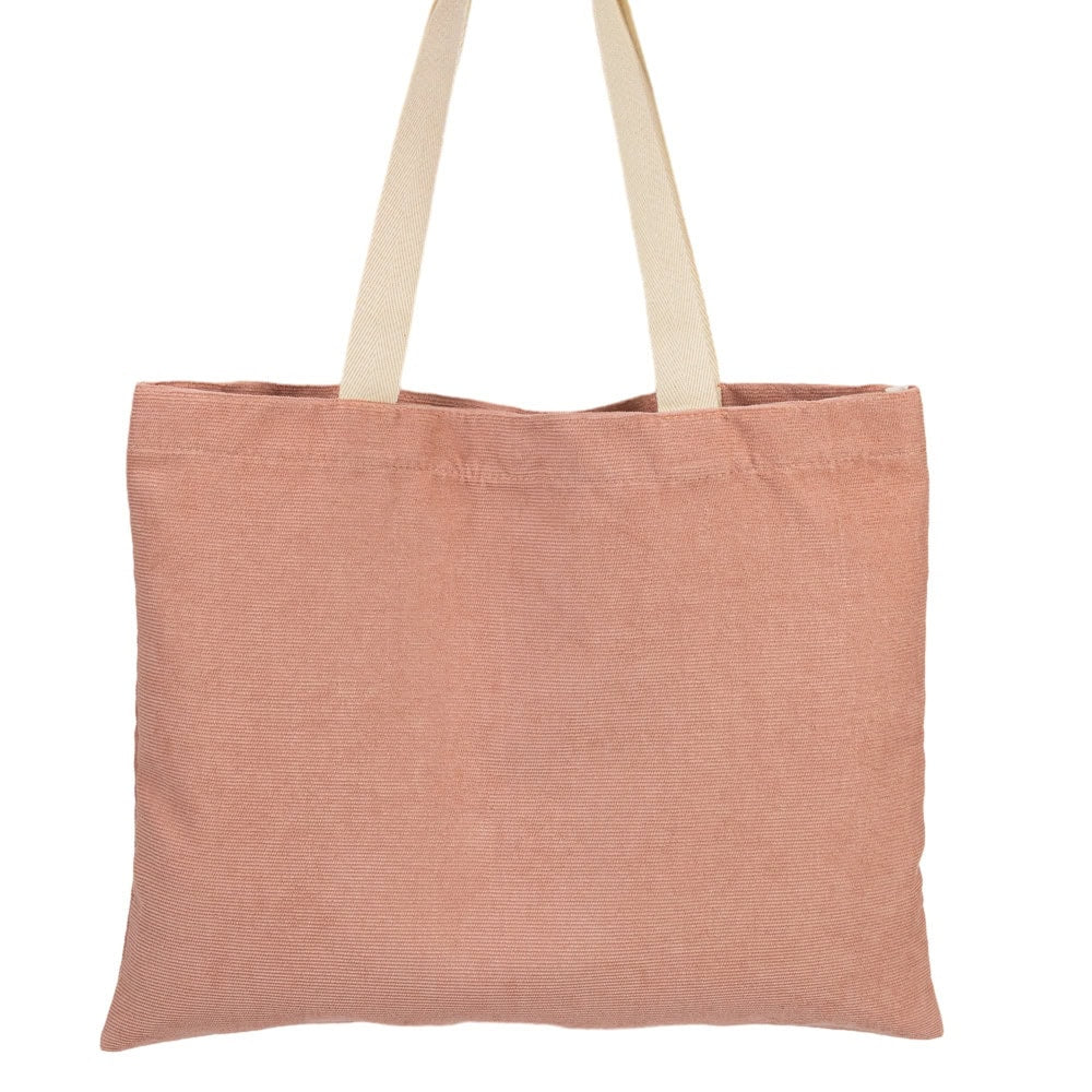 Geantă raiată cu mâner și capsă - roz - 40x31cm - CraftUp