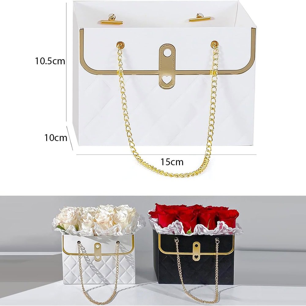 Gentuță model romburi cu lănțișor auriu - alb (set 10 buc) - CraftUp