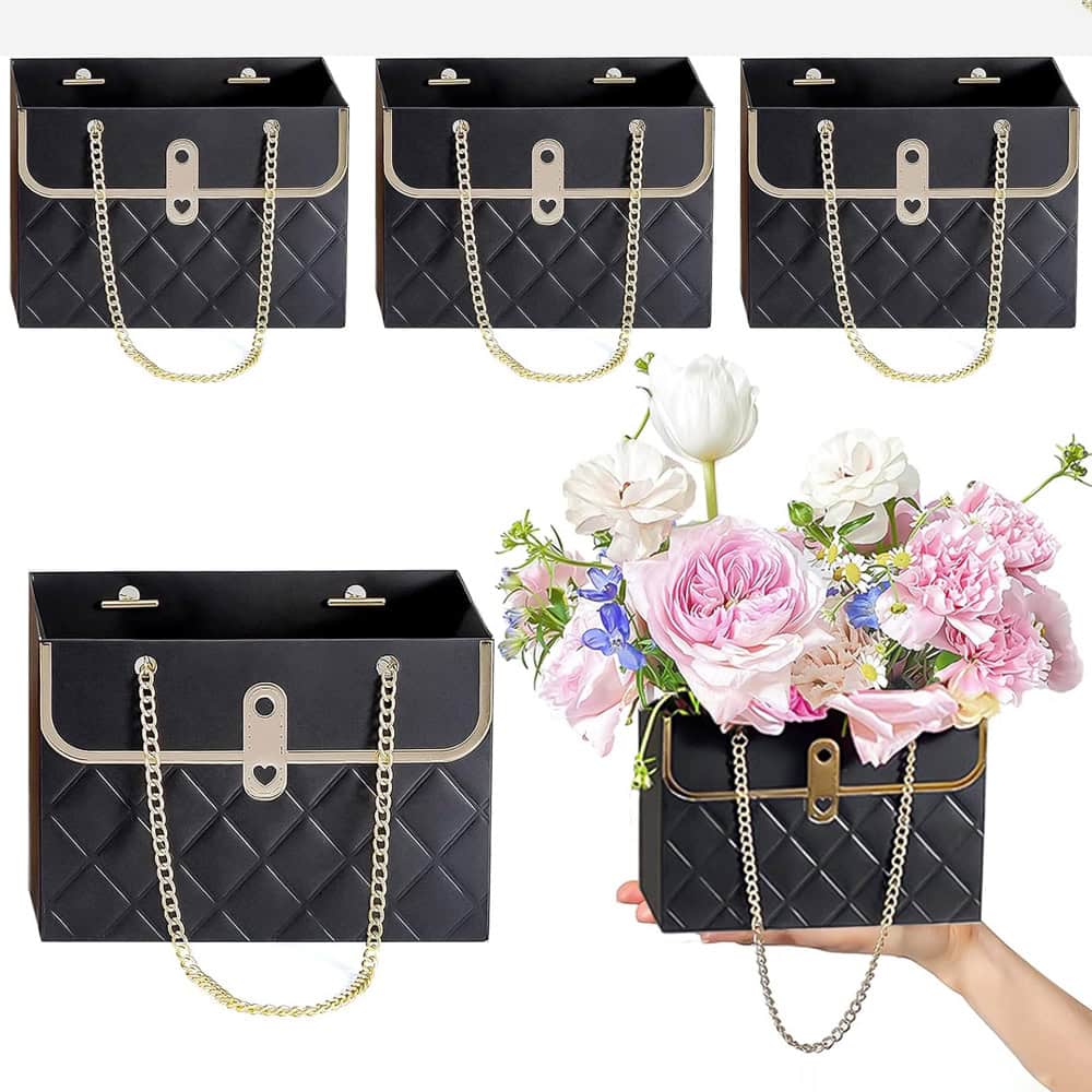 Gentuță model romburi cu lănțișor auriu - negru (set 10 buc) - CraftUp