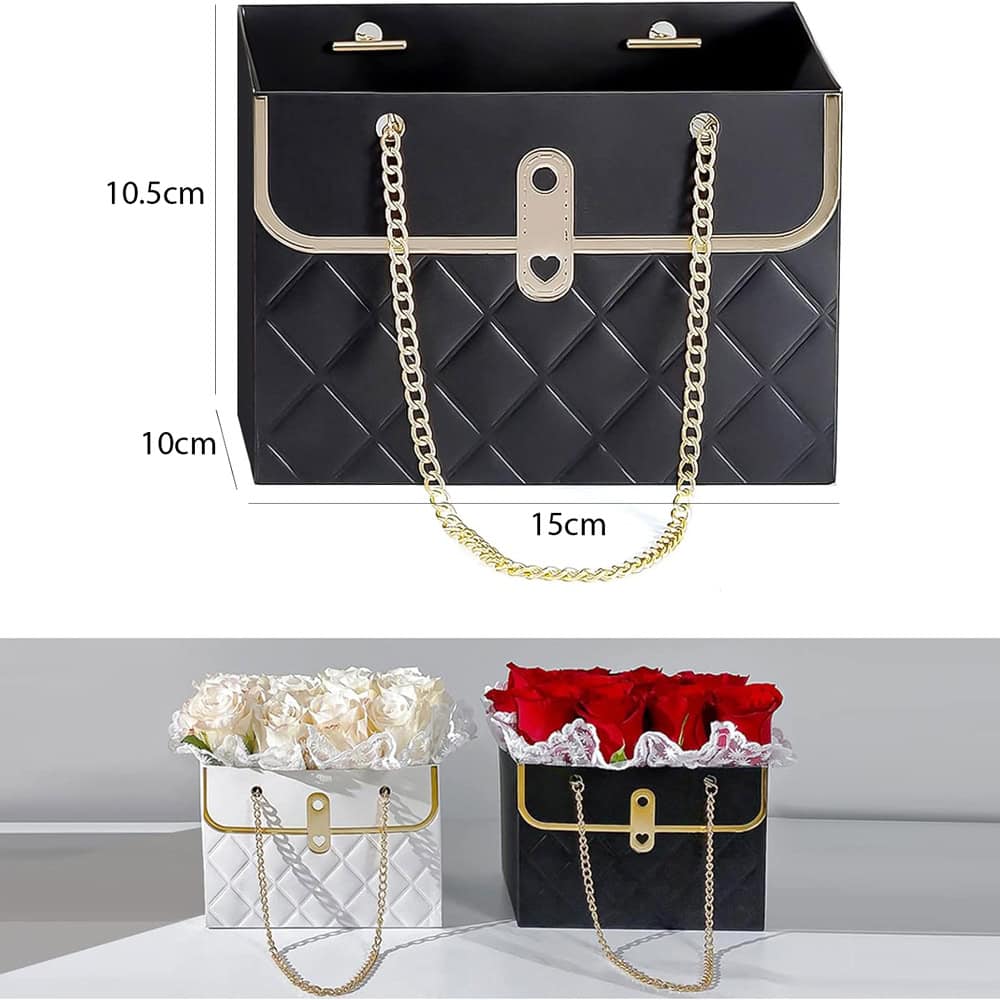 Gentuță model romburi cu lănțișor auriu - negru (set 10 buc) - CraftUp