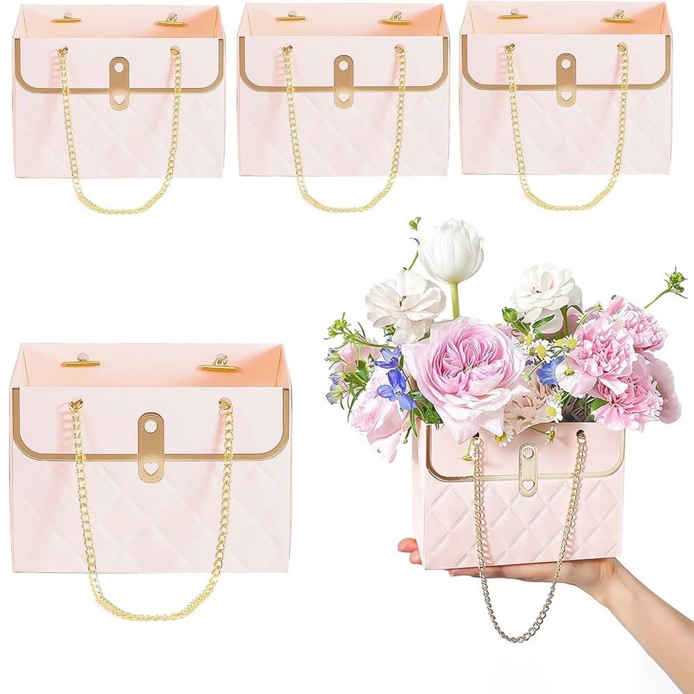 Gentuță model romburi cu lănțișor auriu - roz (set 10 buc) - CraftUp