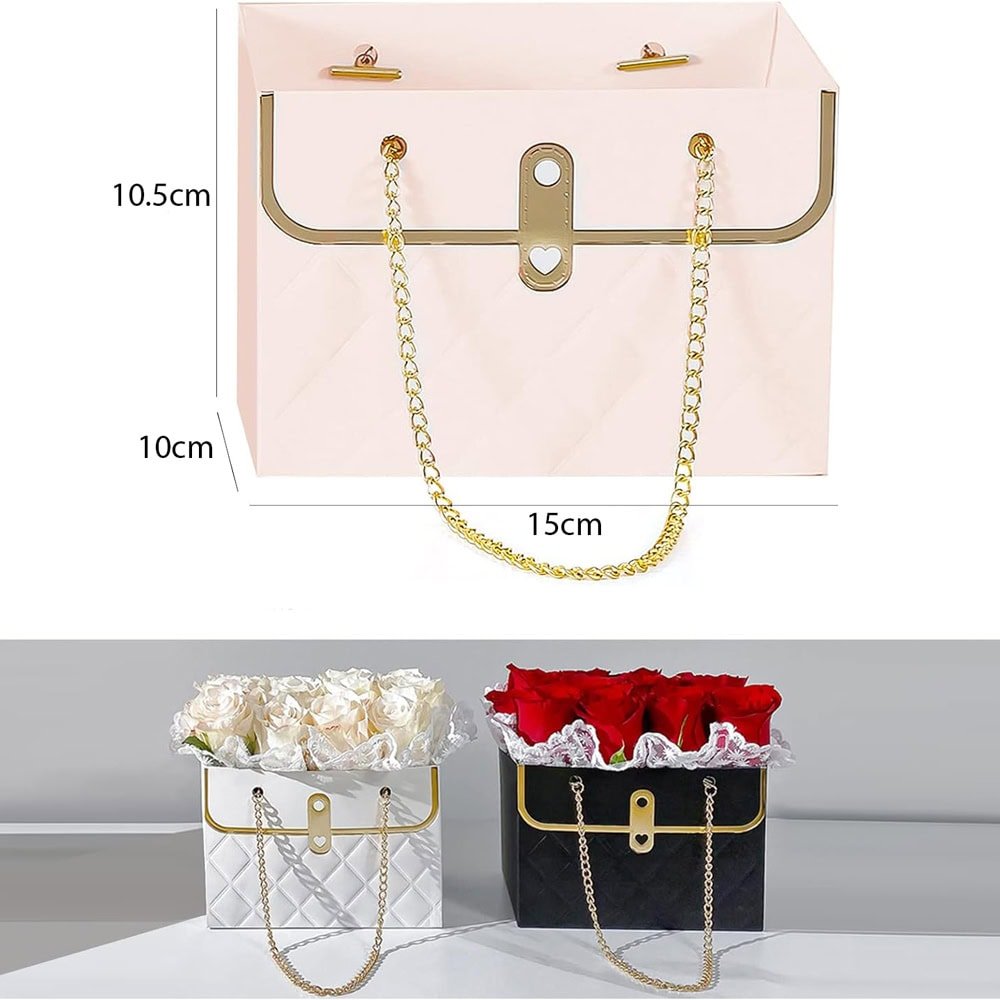 Gentuță model romburi cu lănțișor auriu - roz (set 10 buc) - CraftUp