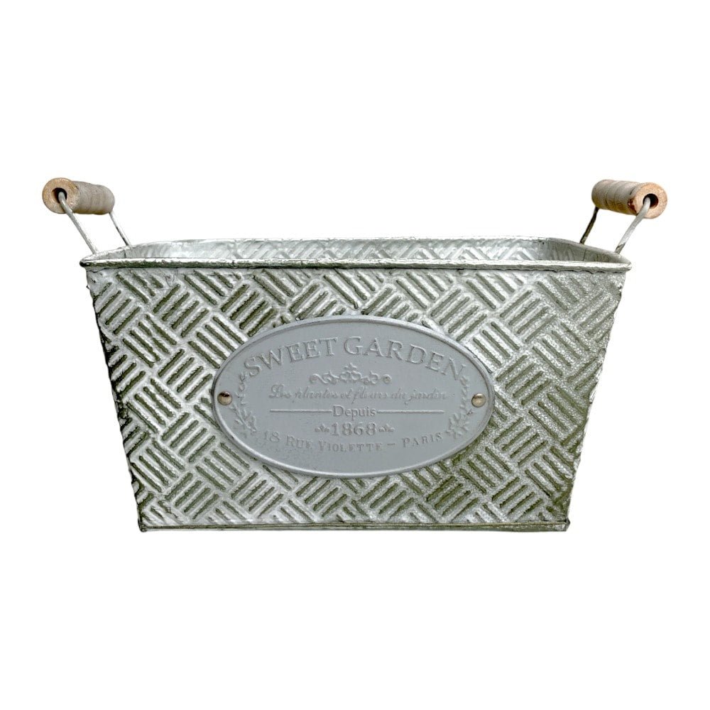 Ghiveci dreptunghiular din metal cu mânere model Sweet Garden - CraftUp