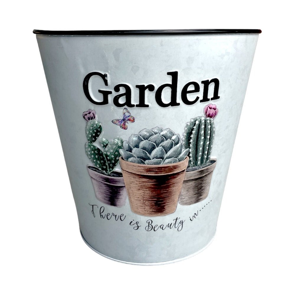 Ghiveci rotund din metal model Garden - gri - CraftUp