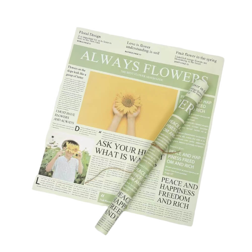 Hârtie decorativă ambalat model ziar 52x58cm - verde (set 20 buc) - CraftUp