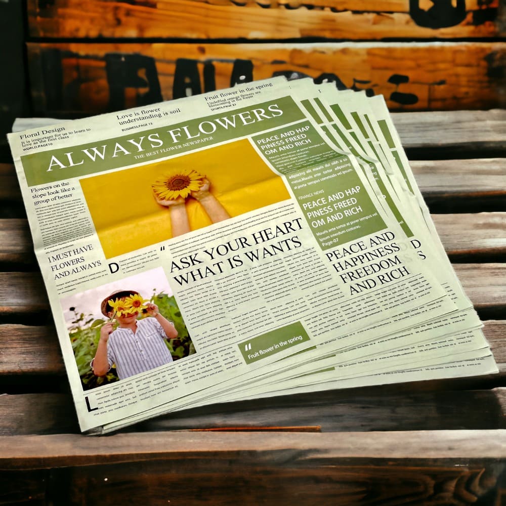 Hârtie decorativă ambalat model ziar 52x58cm - verde (set 20 buc) - CraftUp