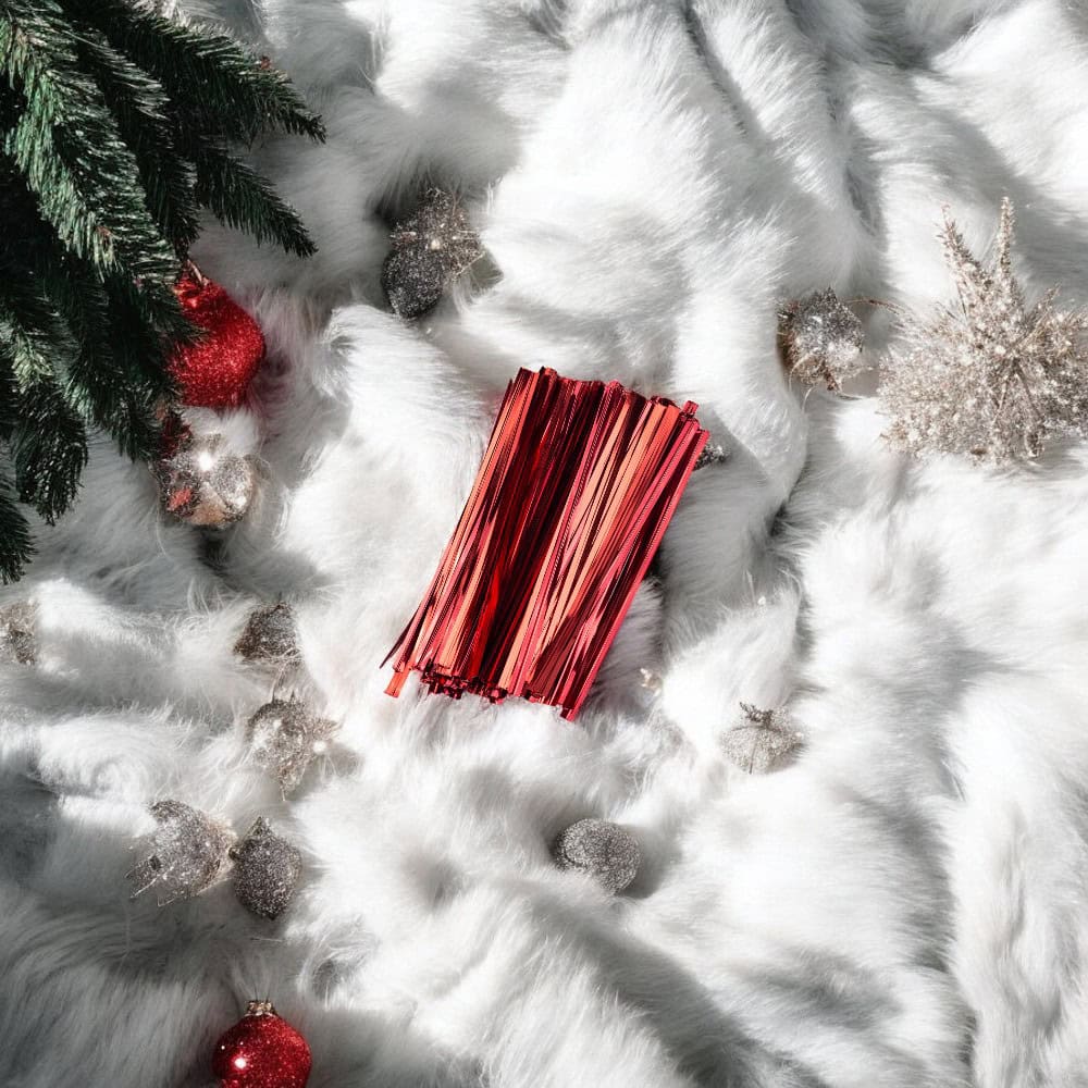 Legături plastic 10cm - Roșu (set 800 buc) - CraftUp