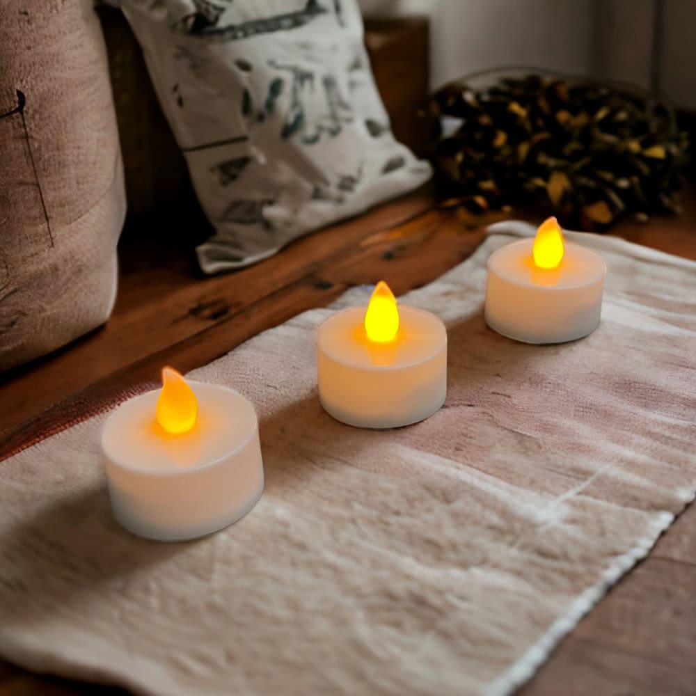 Lumânări LED rotunde cu efect flacără și lumină caldă (cutie 24 buc) - CraftUp