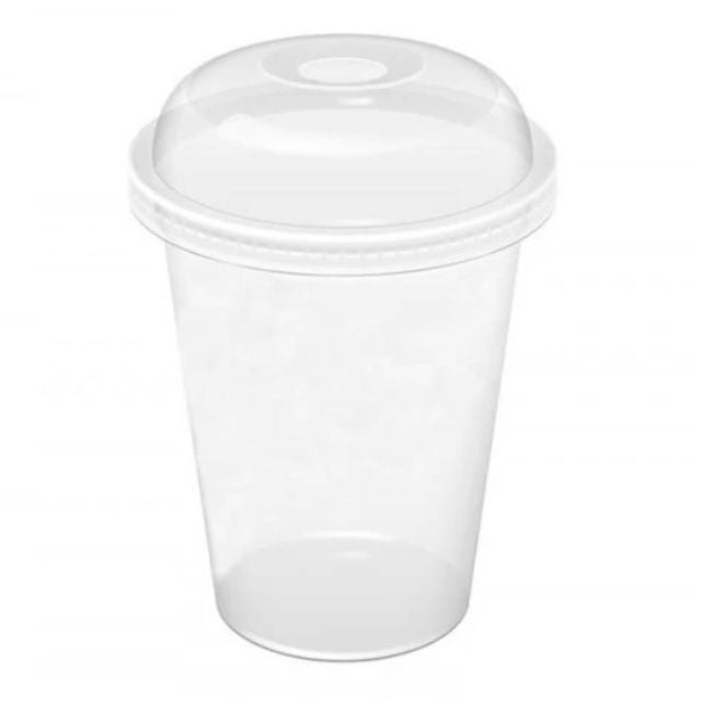 ECO set of plastic cups + domed lids, Ø95 mm, 300/400 ml (100 pcs)