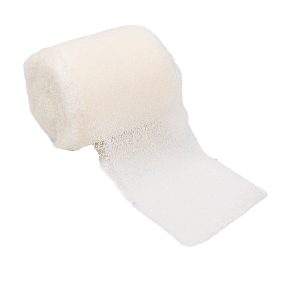 Panglică textil cu margini nefinisate - alb - 4cm x 5m - CraftUp