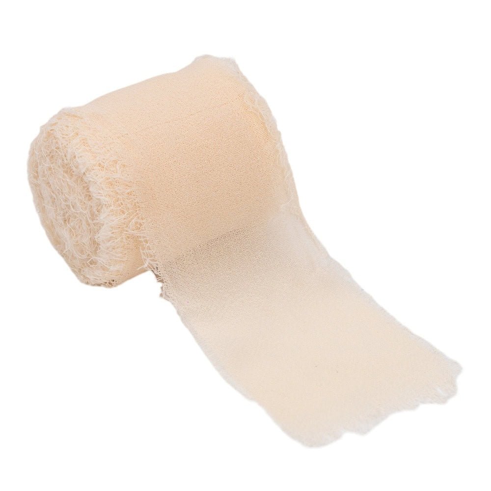 Panglică textil cu margini nefinisate - bej - 4cm x 5m - CraftUp