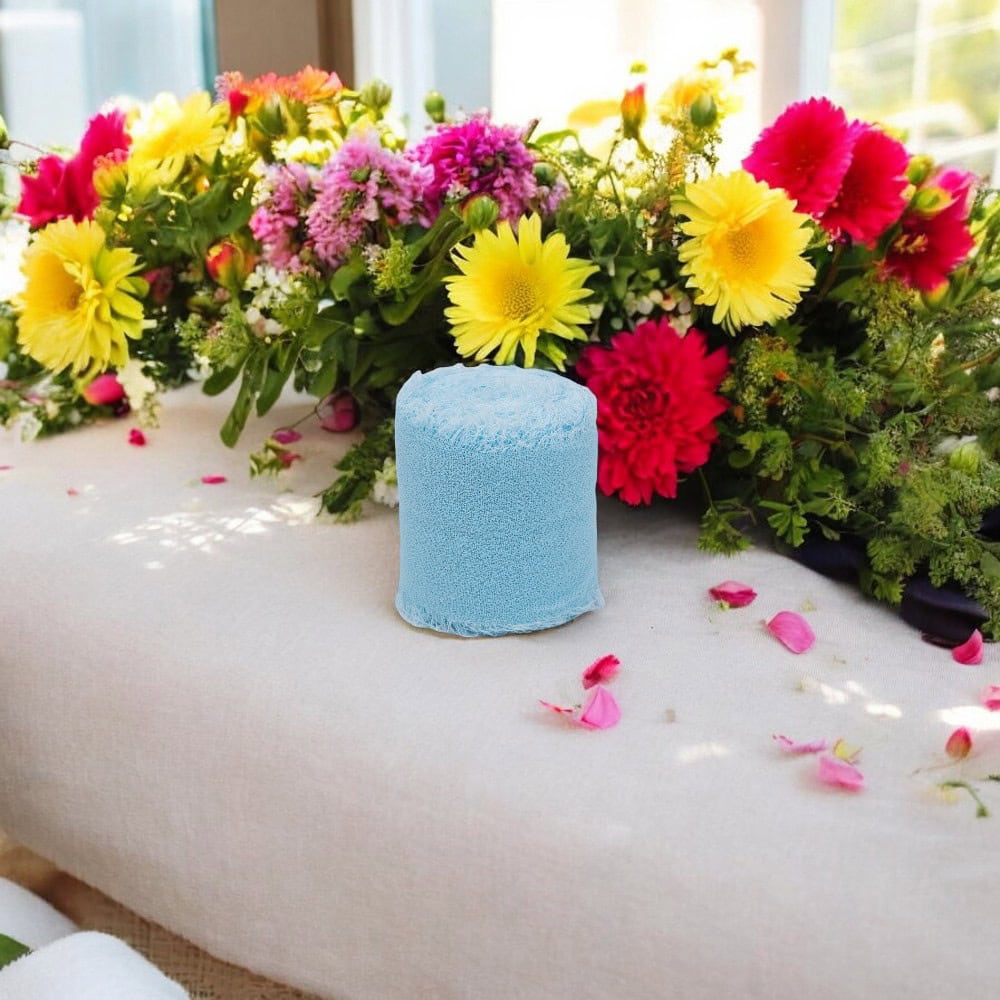 Panglică textil cu margini nefinisate - bleu - 4cm x 5m - CraftUp