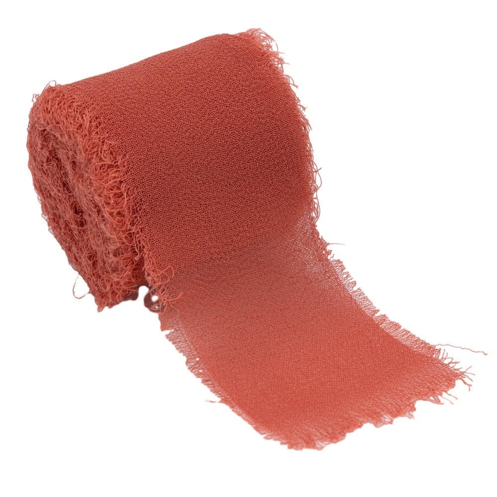 Panglică textil cu margini nefinisate - roz închis - 4cm x 5m - CraftUp