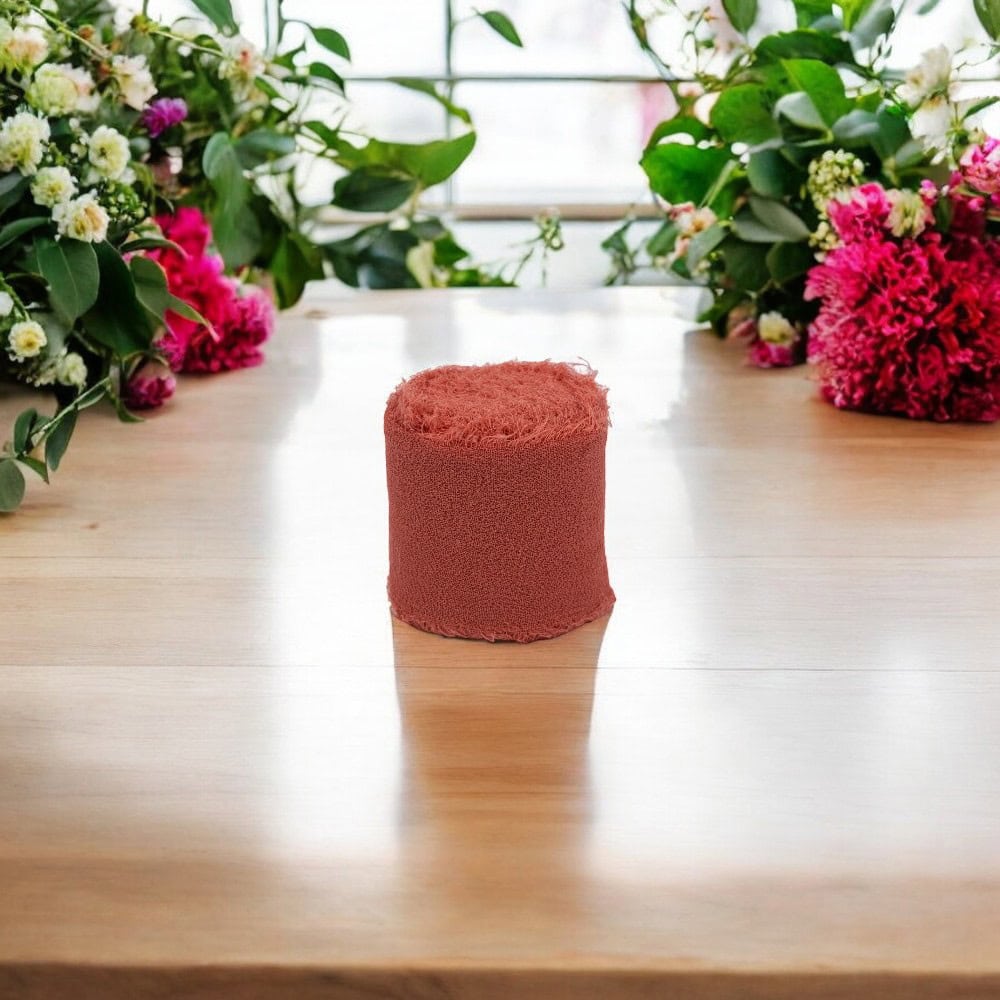 Panglică textil cu margini nefinisate - roz închis - 4cm x 5m - CraftUp