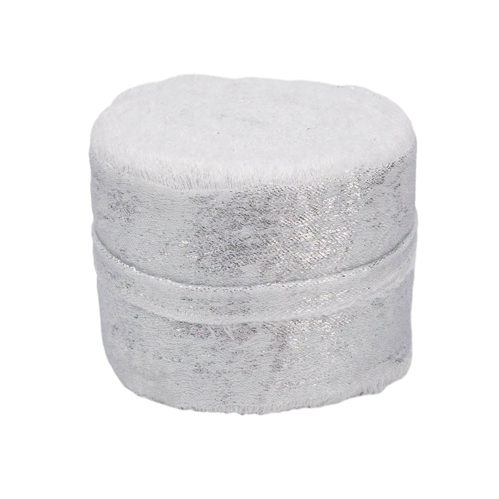 Panglică textil strălucitoare cu margini nefinisate - alb - 4cm x 5m - CraftUp