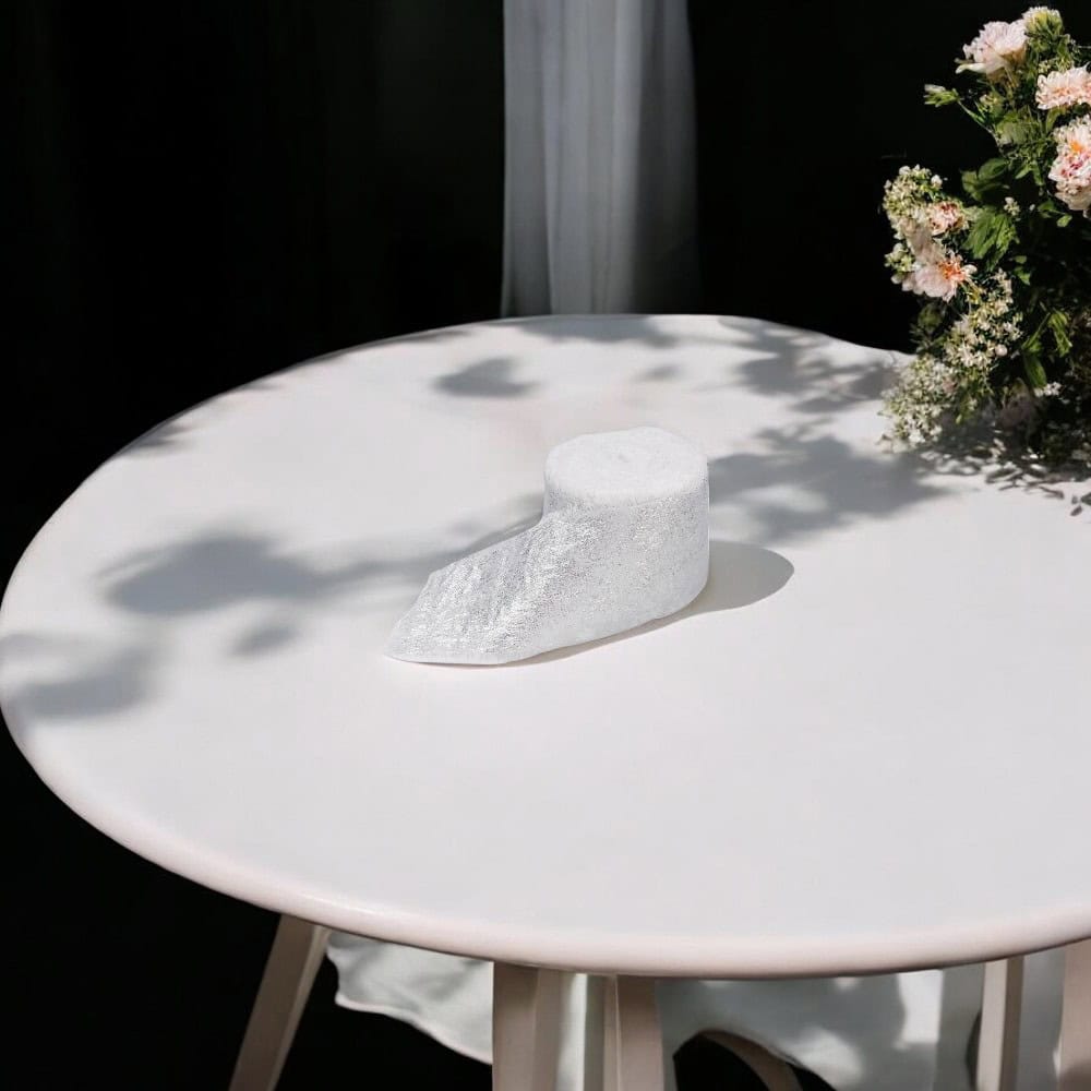 Panglică textil strălucitoare cu margini nefinisate - alb - 4cm x 5m - CraftUp