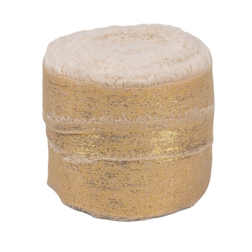 Panglică textil strălucitoare cu margini nefinisate - auriu - 4cm x 5m - CraftUp