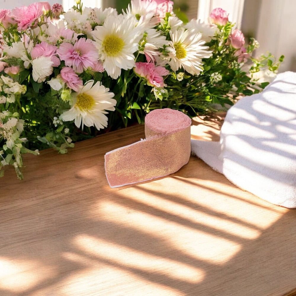 Panglică textil strălucitoare cu margini nefinisate - roz - 4cm x 5m - CraftUp