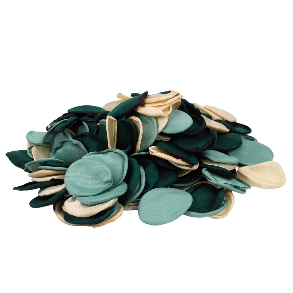 Petale textură mătase - model 2 nuanțe de Verde Închis (set 200 buc) - CraftUp
