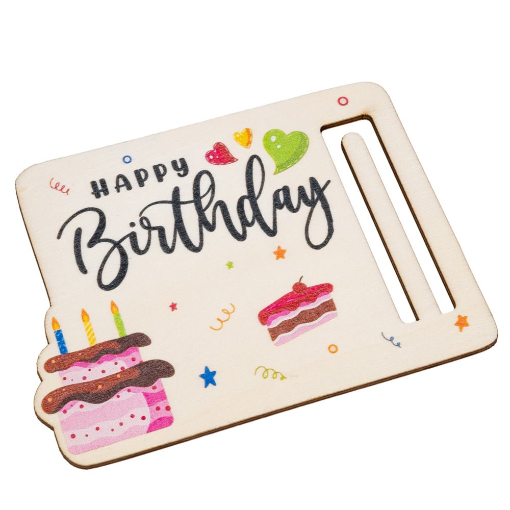 Plăcuță lemn Happy Birthday - model baloane - 10x13cm - CraftUp