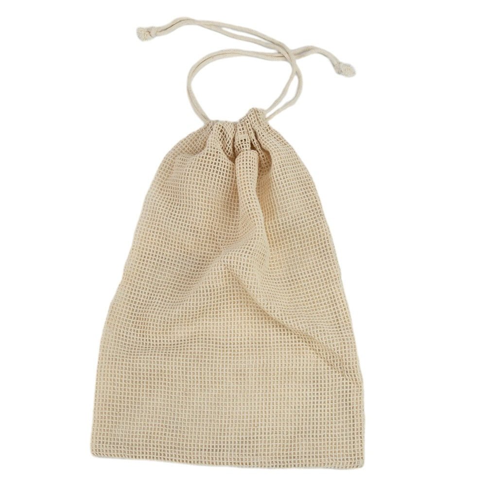 Plasă din bumbac cu închidere sfoară - bej 20x30cm (set 10 buc) - CraftUp