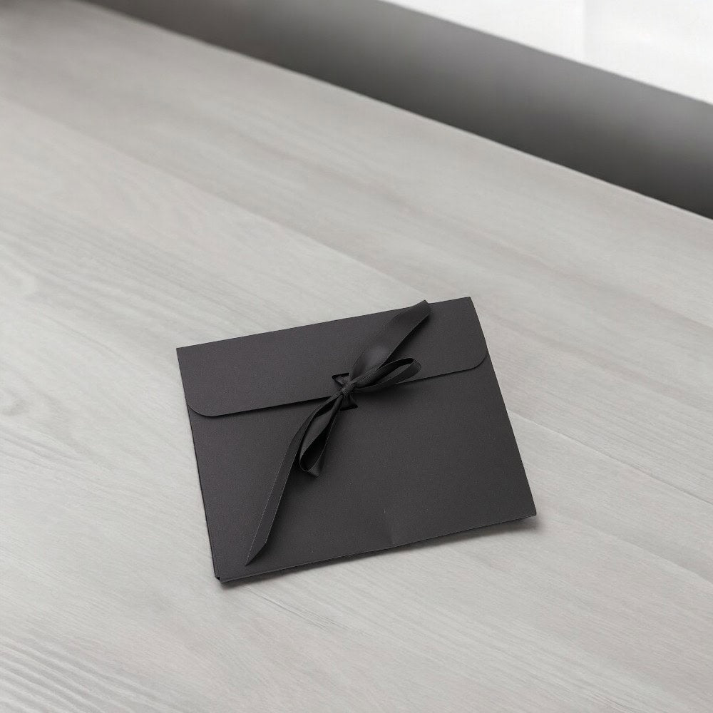 Plic hârtie cu panglică - negru - CraftUp