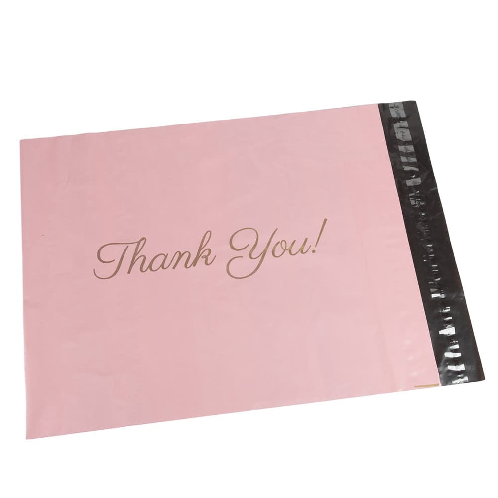 Plicuri curierat cu mesaj Thank You - roz (set 100 buc) - CraftUp