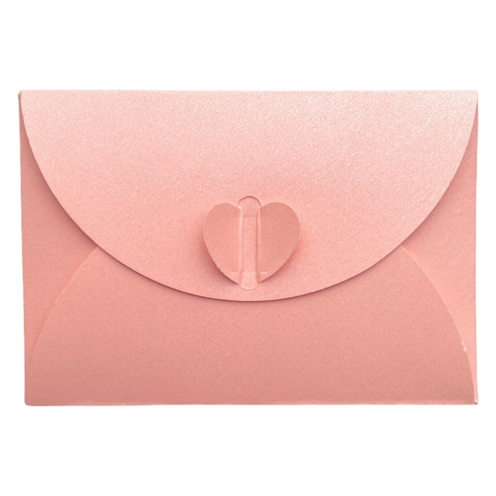 Plicuri hârtie cu închidere în formă de inimă - roz (set 20 buc) 10x7cm - CraftUp