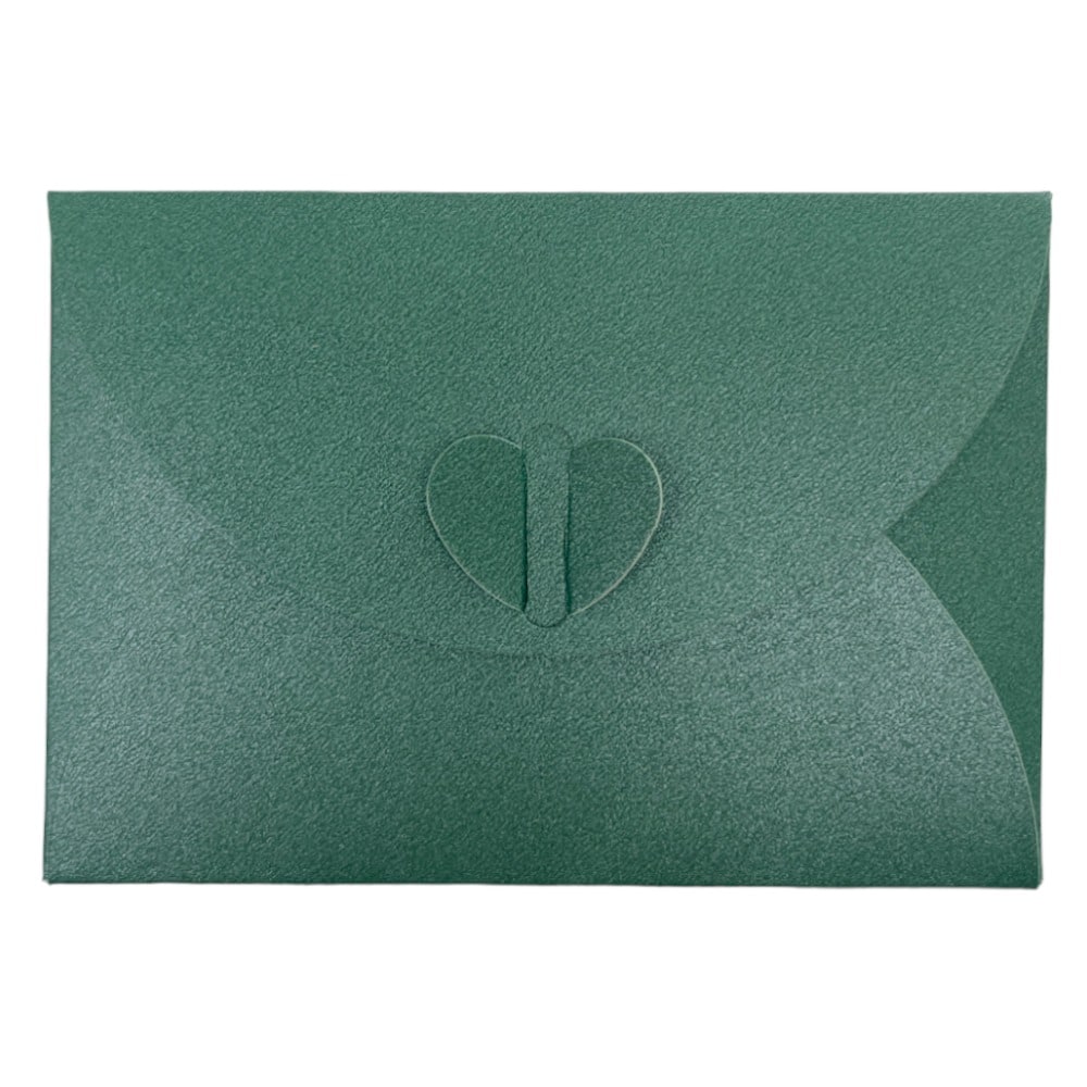 Plicuri hârtie cu închidere în formă de inimă - verde (set 20 buc) 10x7cm - CraftUp