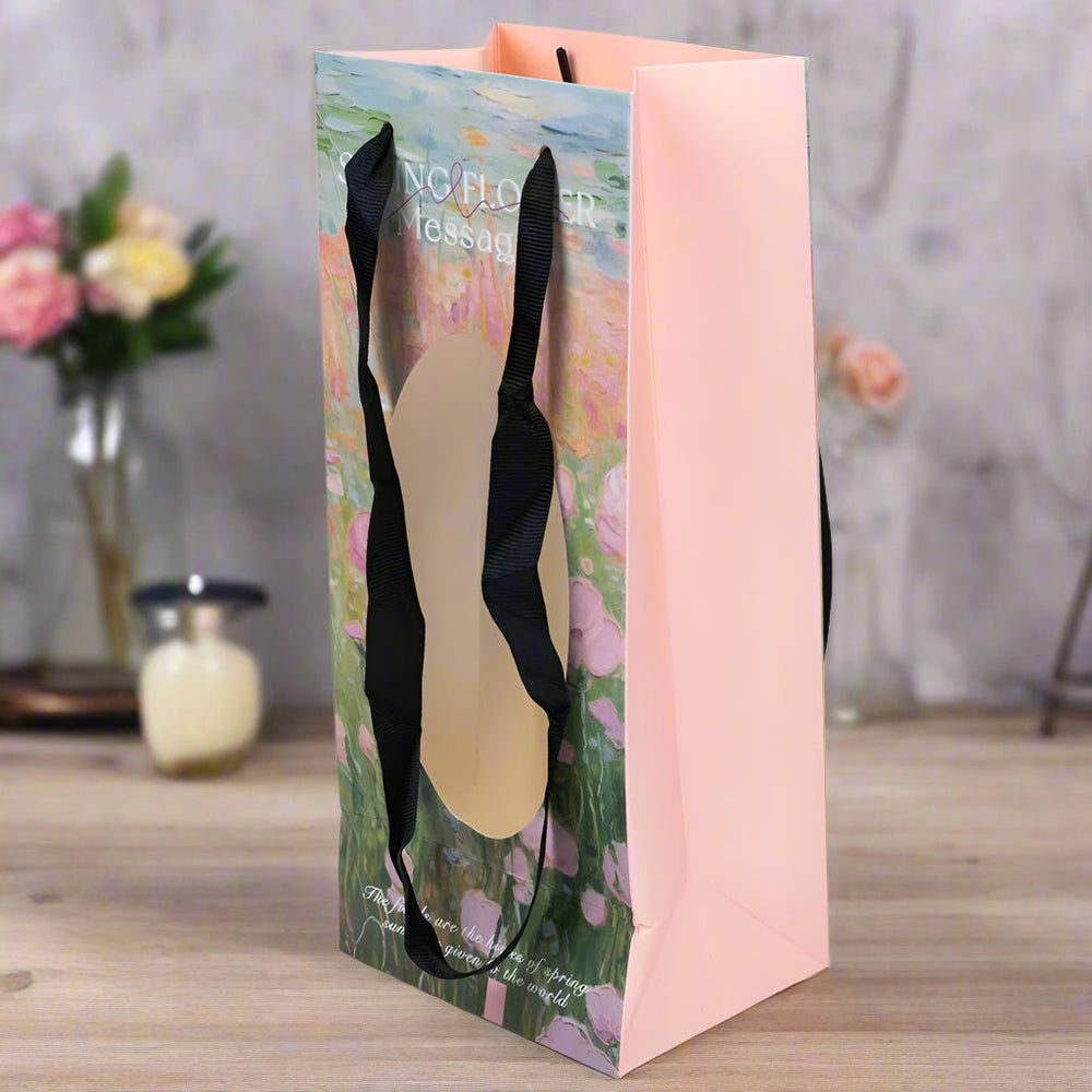 Pungă hârtie cu imprimeu floral și text (set 10 buc) - CraftUp