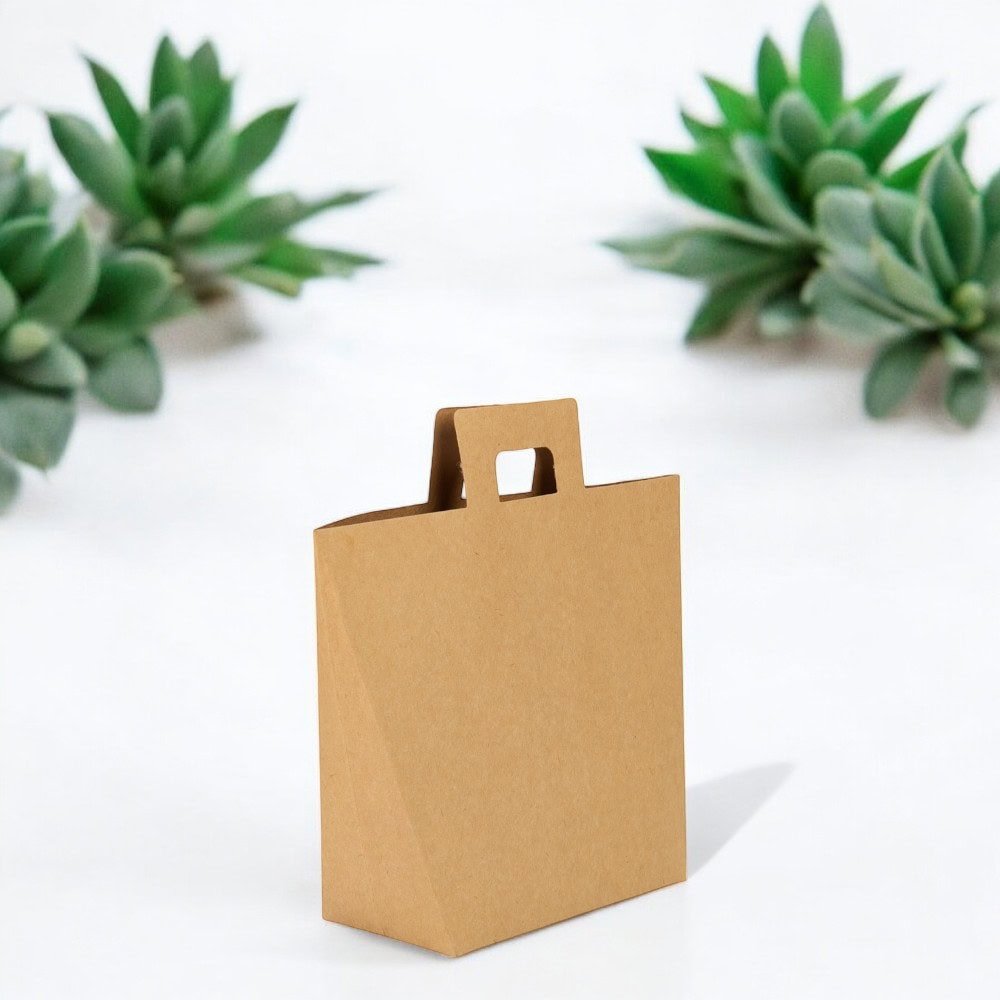 Pungă kraft cu mâner dreptunghiular (set 12 buc) - CraftUp