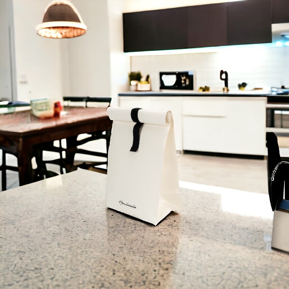 Pungă pliabilă cu sistem de închidere velcro - alb (set 10 buc) - CraftUp