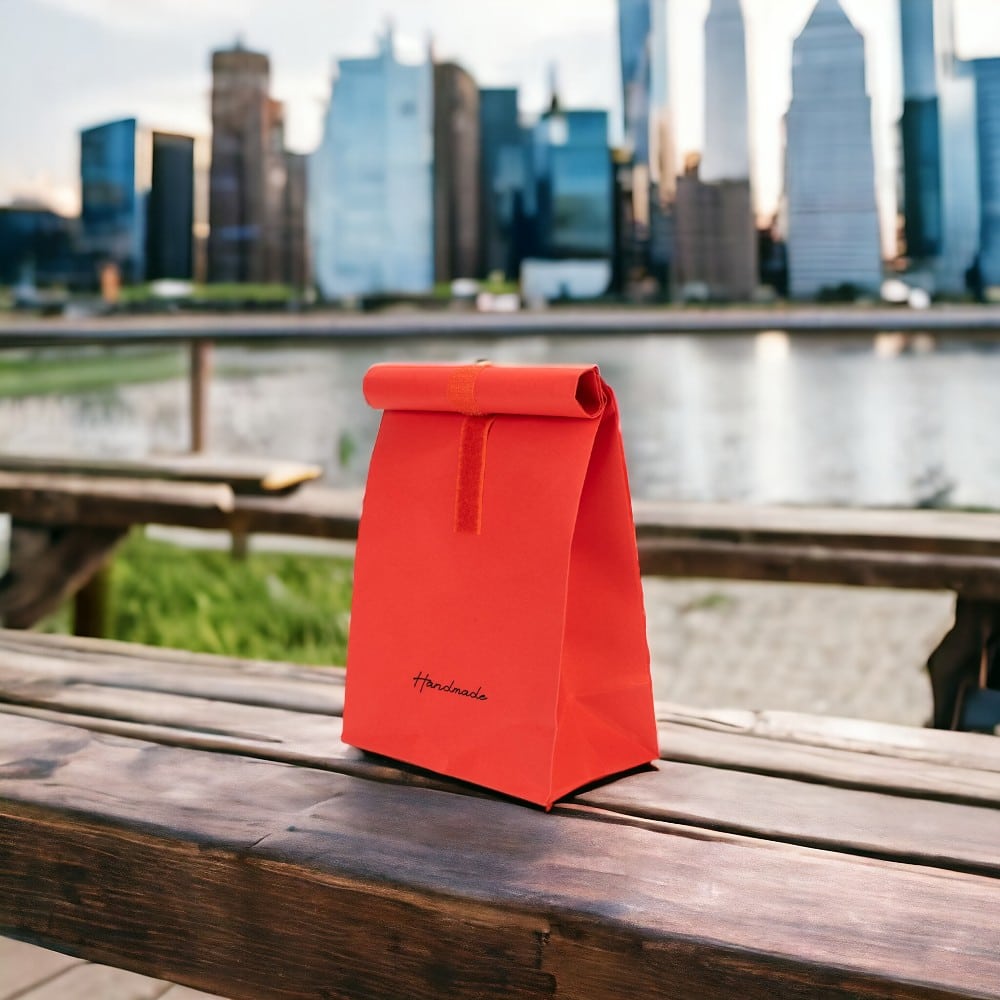 Pungă pliabilă cu sistem de închidere velcro - roșu (set 10 buc) - CraftUp