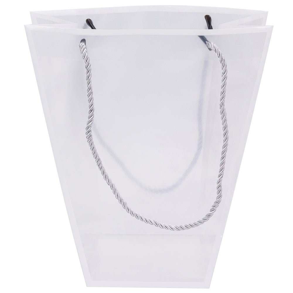 Pungă trapez din plastic cu mânere din sfoară - alb (set 10 buc) 26x24x12cm - CraftUp