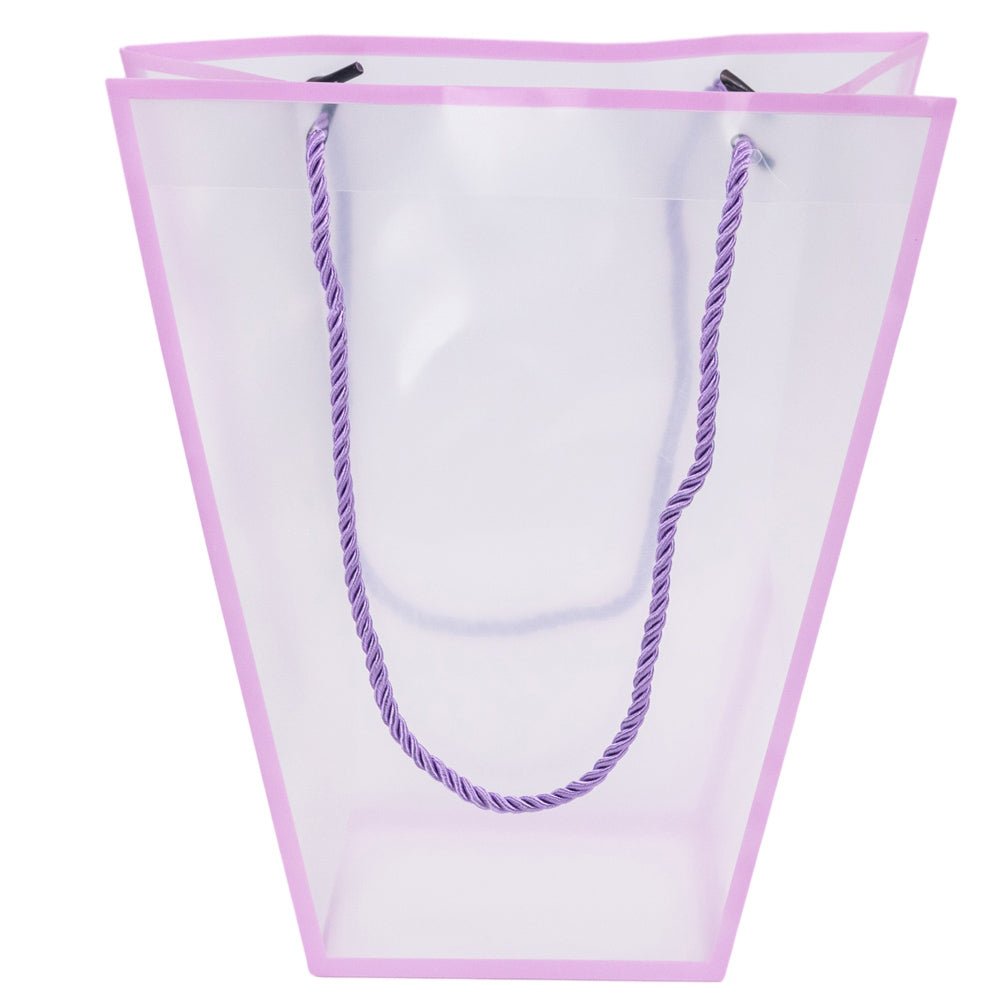 Pungă trapez din plastic cu mânere din sfoară - mov (set 10 buc) 26x24x12cm - CraftUp