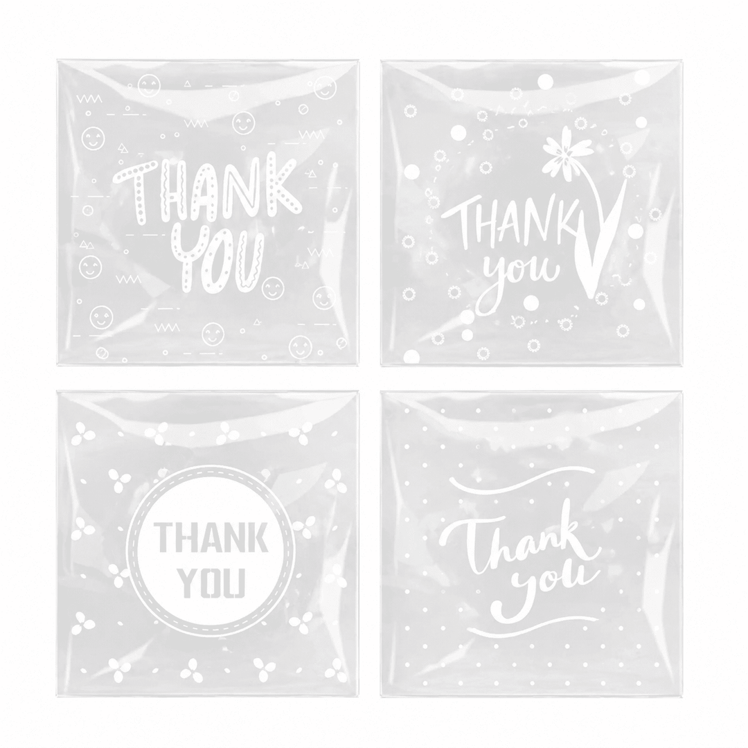 Pungi adezive cu print Thank You - transparent (set 50 buc) - CraftUp