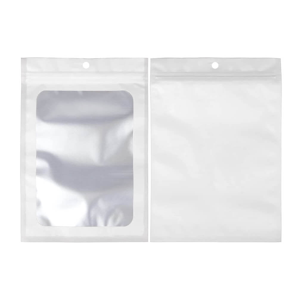 Pungi aluminiu cu fereastră și agățătoare - alb (set 100 buc) - CraftUp