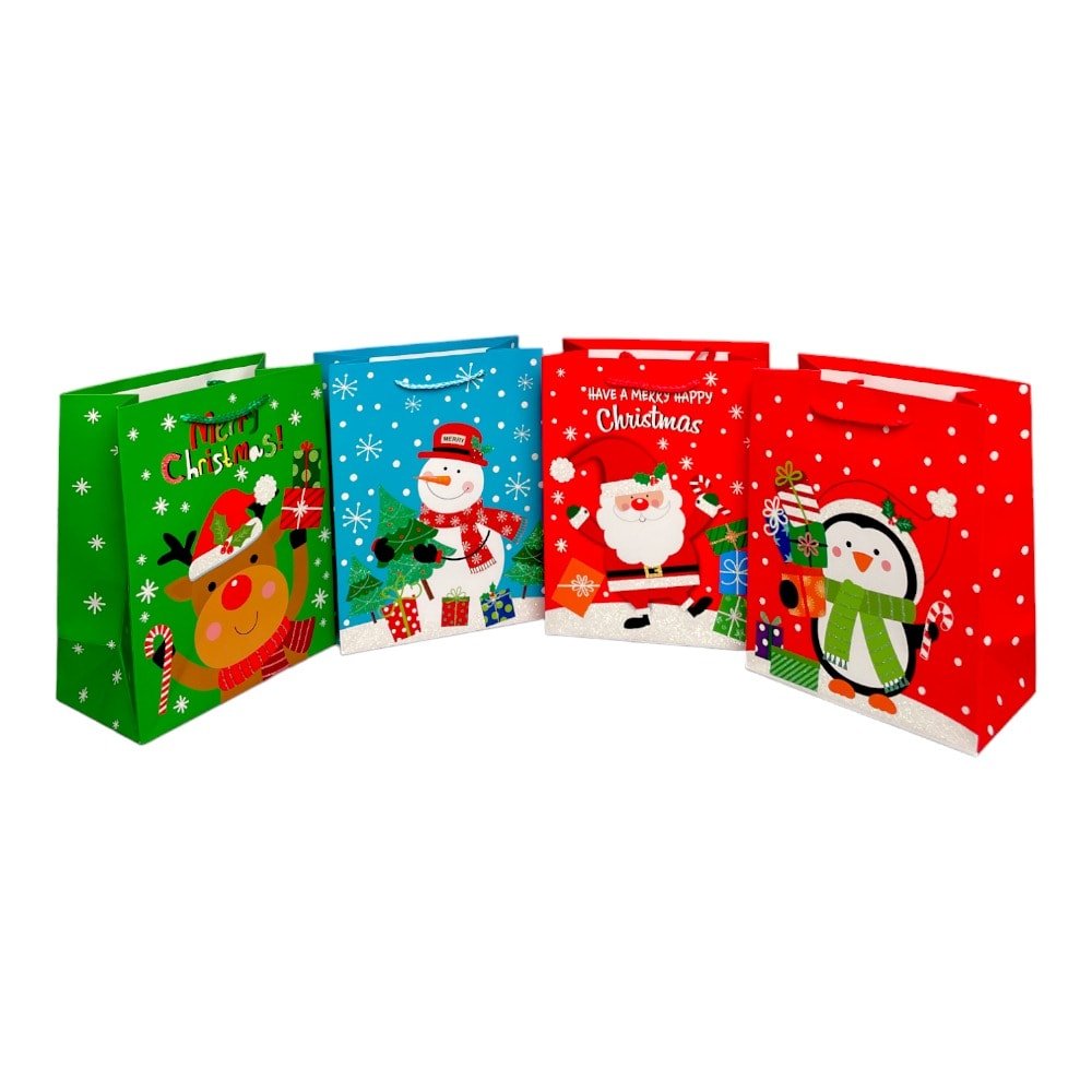 Pungi cadou Crăciun mix 4 modele - model 5 Prietenii Moșului (set 12 buc) - CraftUp