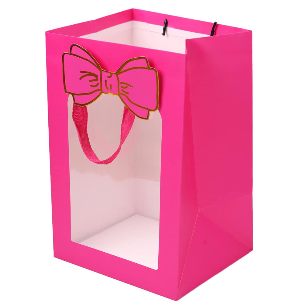 Pungi cadou cu fereastră și fundă - mov (set 12 buc) - CraftUp