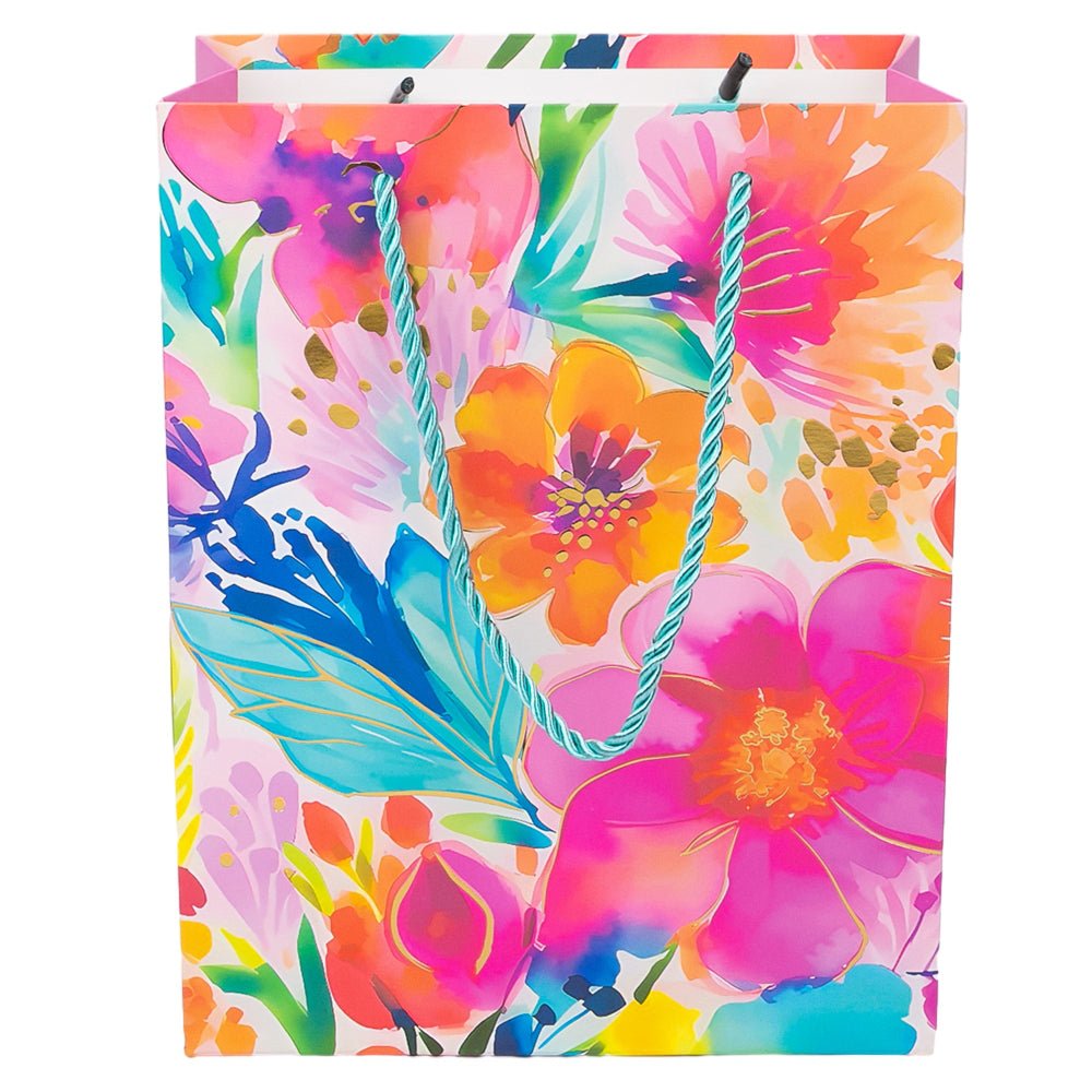 Pungi cadou cu model floral și dungă aurie, mix 4 modele (set 12 buc) - CraftUp