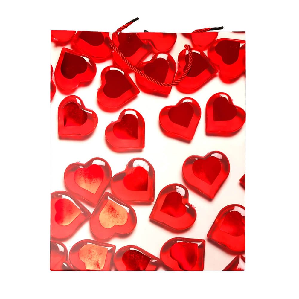 Pungi cadou dreptunghiulare mix 4 modele - Inimi (set 12 buc) - CraftUp