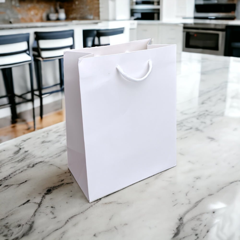 Pungi cadou dreptunghiulare uni - alb (set 12 buc) - CraftUp