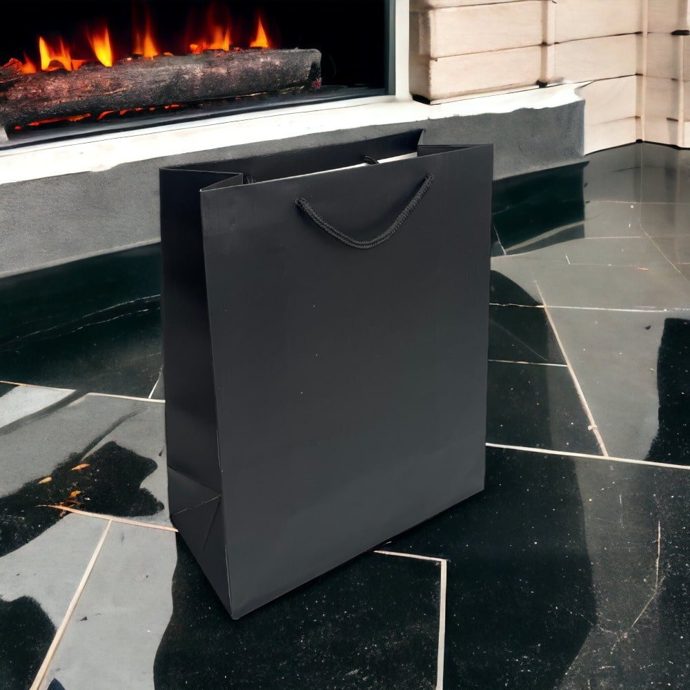 Pungi cadou dreptunghiulare uni - negru (set 12 buc) - CraftUp