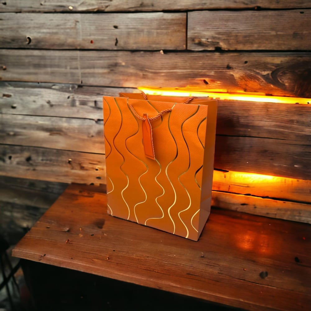 Pungi cadou model valuri aurii - maro (set 12 buc) - CraftUp