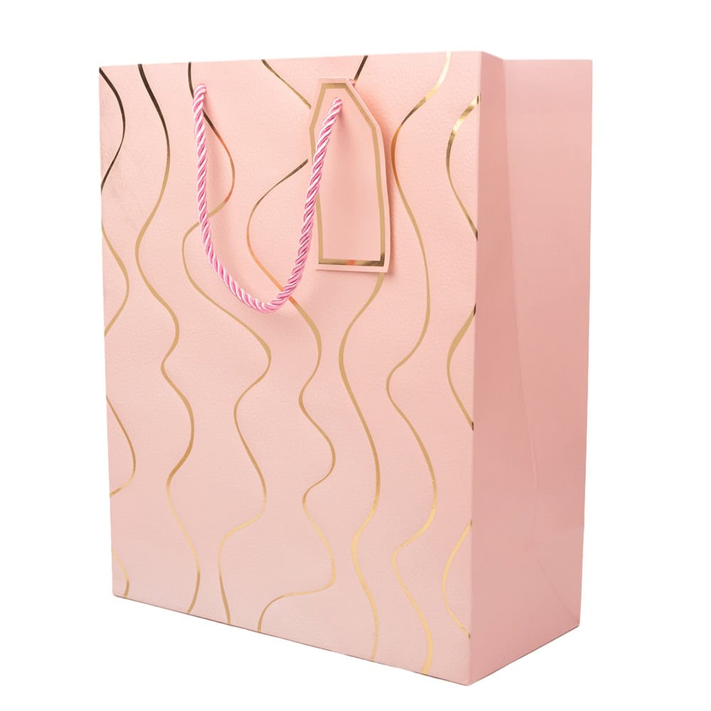 Pungi cadou model valuri aurii - roz (set 12 buc) - CraftUp