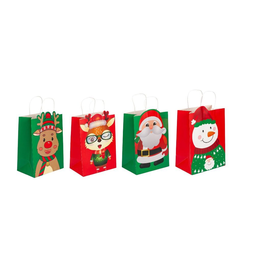Pungi cadou personaje de Crăciun mix 4 tipare diferite - model 11 (set 12 buc) - CraftUp