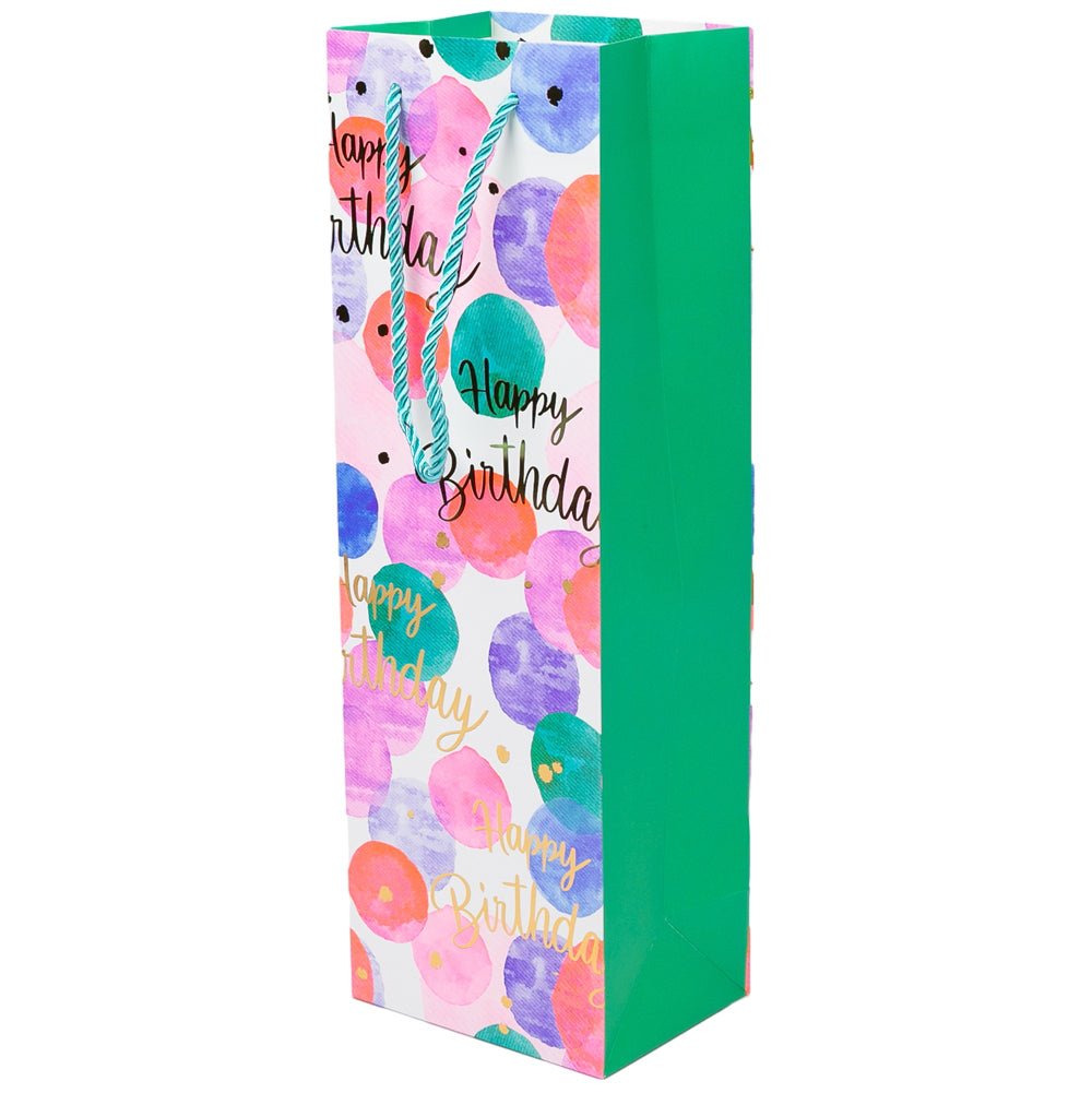 Pungi colorate pentru sticle cu mesaj Happy Birthday, mix 4 modele (set 12 buc) - CraftUp